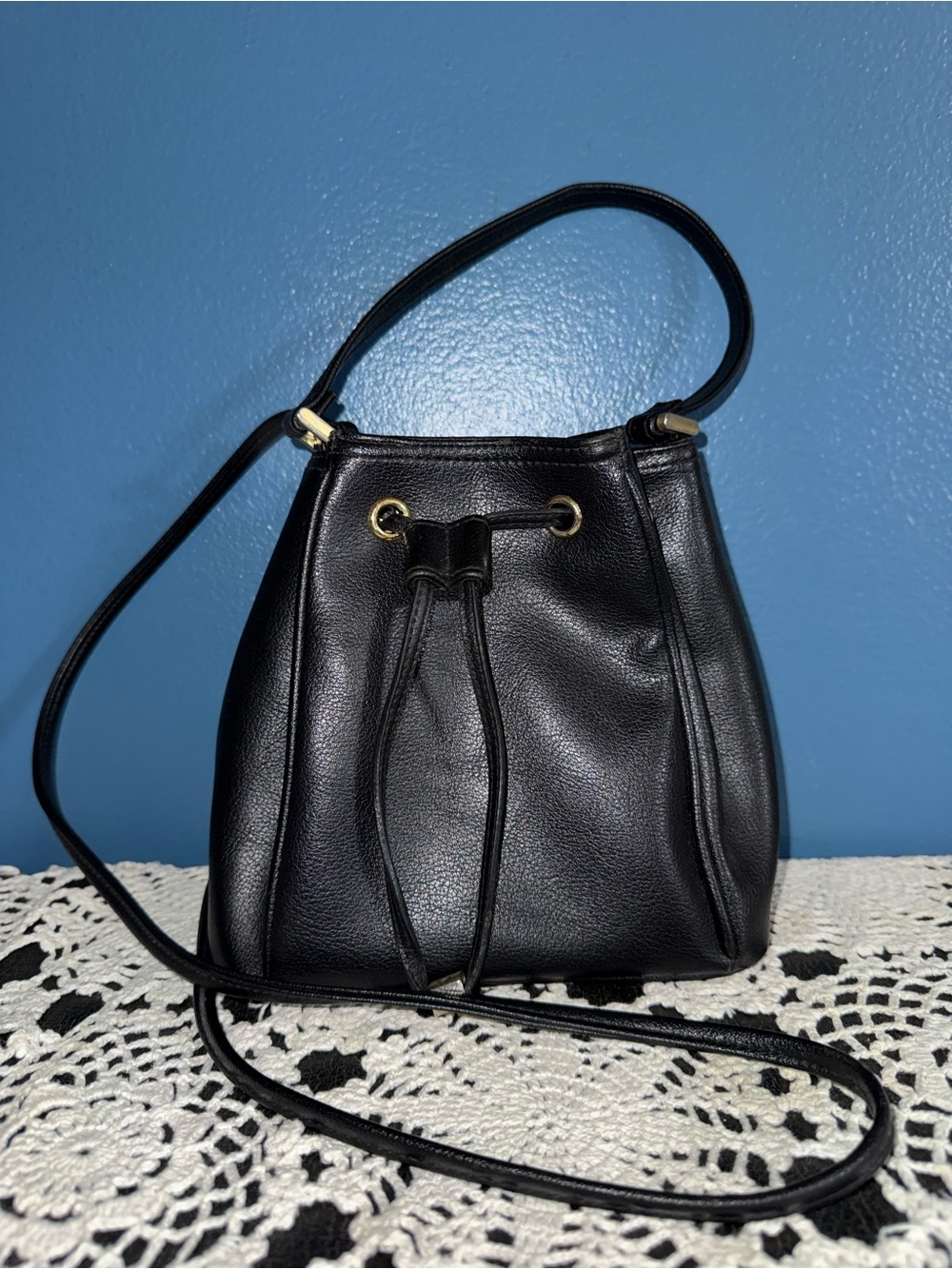 Liz Claiborne Black Drawstring Crossbody Bag